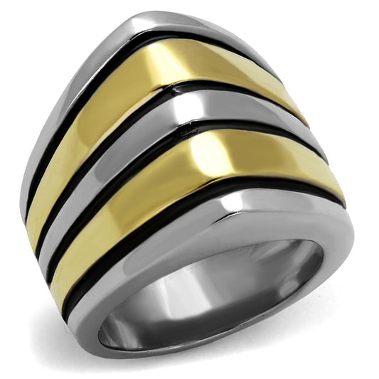 TK2367 - Two-Tone IP Gold (Ion Plating) Stainless Steel Ring with Epoxy in Jet-0