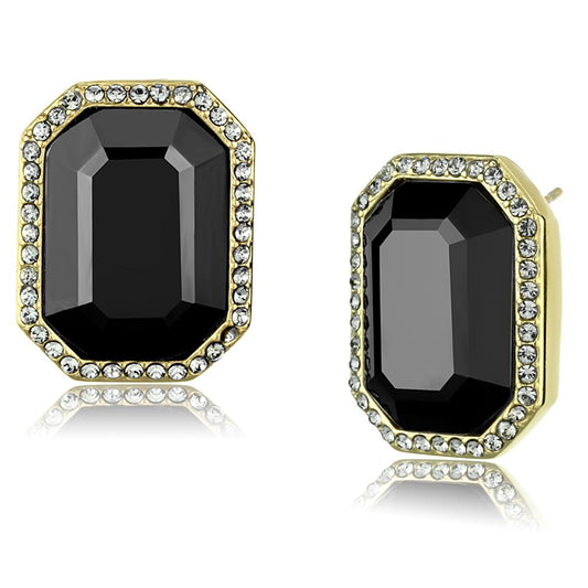 TK2378 - IP Gold(Ion Plating) Stainless Steel Earrings with Top Grade Crystal in Hematite-0