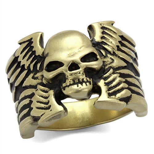 TK2445 - IP Antique Copper Stainless Steel Ring with Epoxy in Jet-0