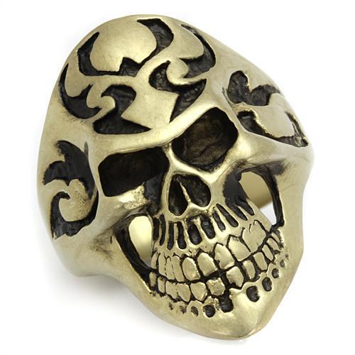 TK2448 - IP Antique Copper Stainless Steel Ring with Epoxy in Jet-0