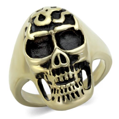 TK2450 - IP Antique Copper Stainless Steel Ring with Epoxy in Jet-0