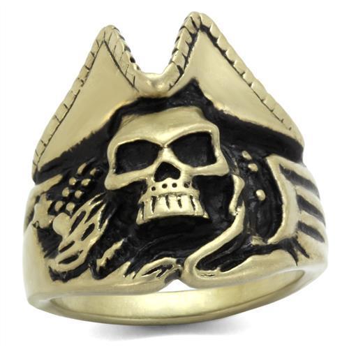 TK2453 - IP Antique Copper Stainless Steel Ring with Epoxy in Jet-0