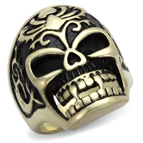 TK2454 - IP Antique Copper Stainless Steel Ring with Epoxy in Jet-0