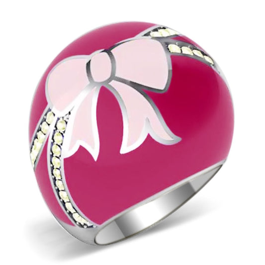 TK246 - High polished (no plating) Stainless Steel Ring with Top Grade Crystal in Citrine Yellow-0