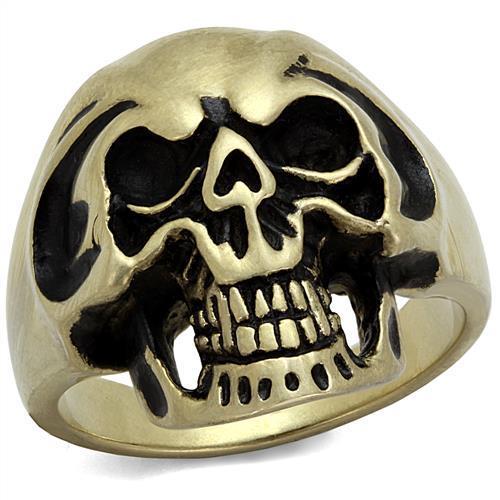 TK2472 - IP Antique Copper Stainless Steel Ring with Epoxy in Jet-0