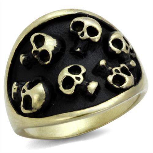 TK2473 - IP Antique Copper Stainless Steel Ring with Epoxy in Jet-0