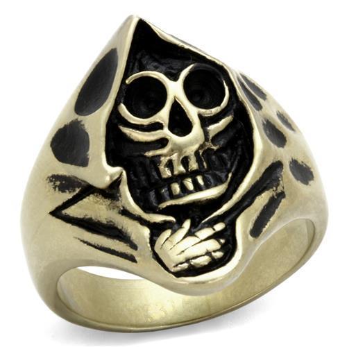 TK2474 - IP Antique Copper Stainless Steel Ring with Epoxy in Jet-0