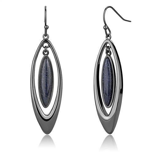 TK2577 - IP Light Black (IP Gun) Stainless Steel Earrings with Blue Sand in Montana-0