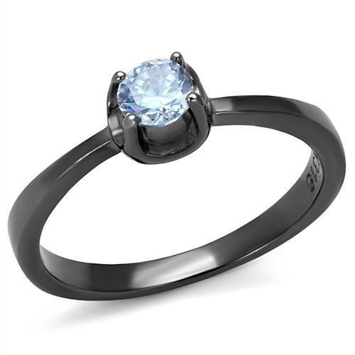 TK2609 - IP Light Black (IP Gun) Stainless Steel Ring with AAA Grade CZ in Light Amethyst-0