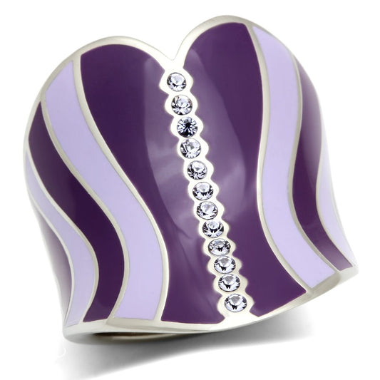 TK262 - High polished (no plating) Stainless Steel Ring with Top Grade Crystal in Sea Blue-0