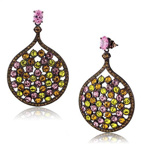TK2630 - IP Coffee light Stainless Steel Earrings with AAA Grade CZ in Rose-0
