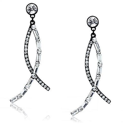 TK2635 - IP Light Black (IP Gun) Stainless Steel Earrings with Top Grade Crystal in Clear-0