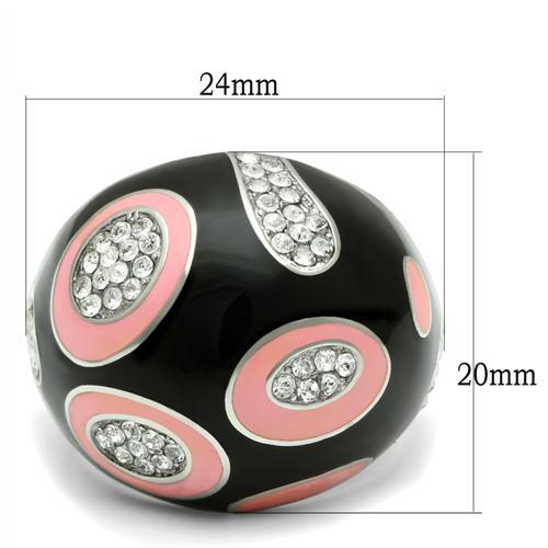 TK263 - High polished (no plating) Stainless Steel Ring with Top Grade Crystal in Clear-1