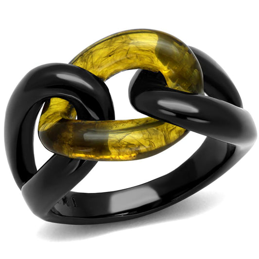 TK2682 - IP Black(Ion Plating) Stainless Steel Ring with Synthetic Synthetic Stone in Topaz-0