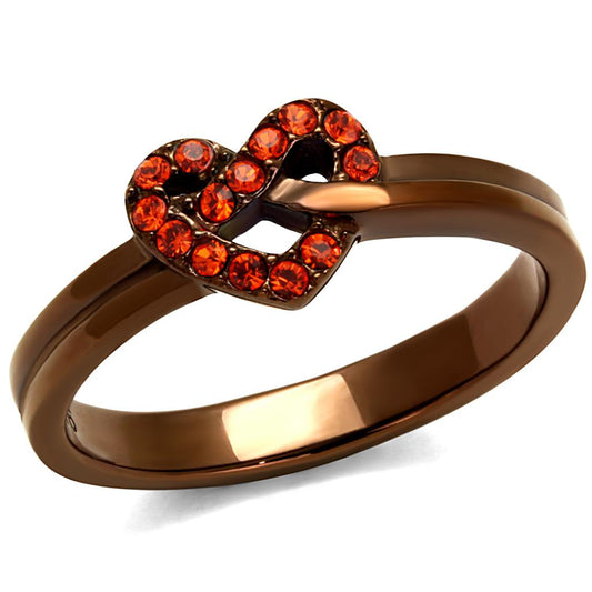 TK2686 - IP Coffee light Stainless Steel Ring with Top Grade Crystal in Orange-0