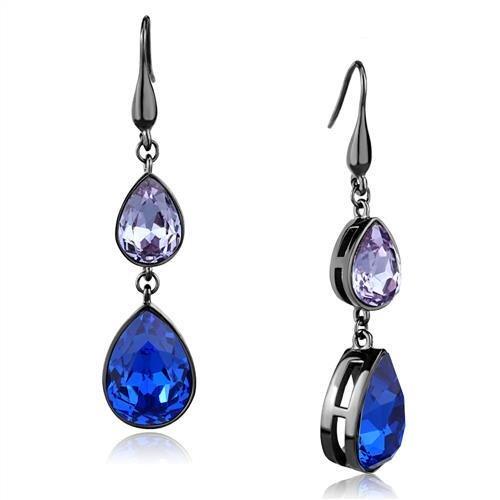 TK2706 - IP Light Black (IP Gun) Stainless Steel Earrings with Top Grade Crystal in Multi Color-0