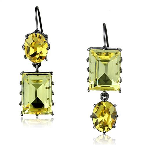 TK2709 - IP Light Black (IP Gun) Stainless Steel Earrings with Top Grade Crystal in Multi Color-0