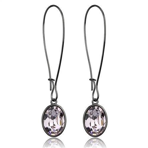 TK2719 - IP Light Black (IP Gun) Stainless Steel Earrings with Top Grade Crystal in Light Peach-0