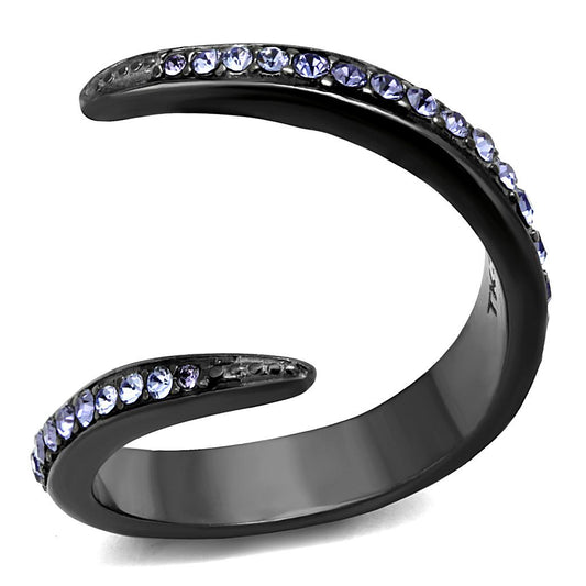 TK2732 - IP Light Black (IP Gun) Stainless Steel Ring with Top Grade Crystal in Tanzanite-0
