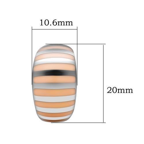 TK273 - High polished (no plating) Stainless Steel Earrings with Epoxy in No Stone-1