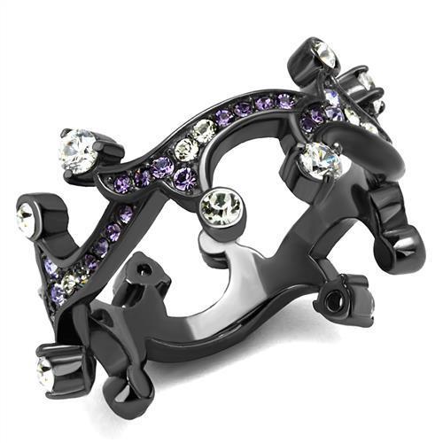 TK2780 - IP Light Black (IP Gun) Stainless Steel Ring with AAA Grade CZ in Clear-0