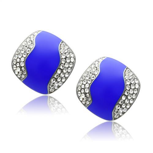 TK278 - High polished (no plating) Stainless Steel Earrings with Top Grade Crystal in Clear-0