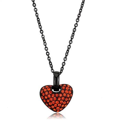 TK2791 - IP Black(Ion Plating) Stainless Steel Chain Pendant with Top Grade Crystal in Orange-0