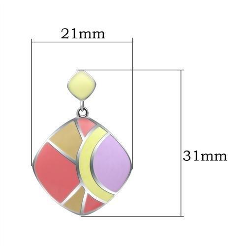 TK279 - High polished (no plating) Stainless Steel Earrings with Epoxy in No Stone-1