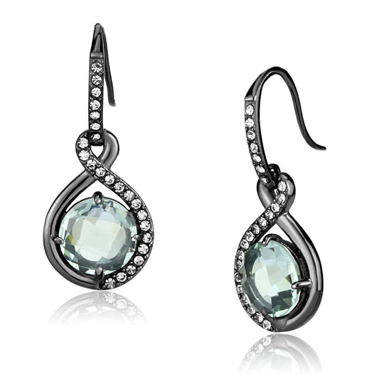 TK2821 - IP Light Black (IP Gun) Stainless Steel Earrings with Semi-Precious Amethyst Crystal in Emerald-0
