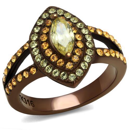 TK2838 - IP Coffee light Stainless Steel Ring with AAA Grade CZ in Citrine Yellow-0
