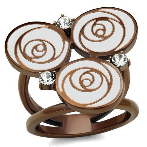 TK2841 - IP Coffee light Stainless Steel Ring with Top Grade Crystal in Clear-0