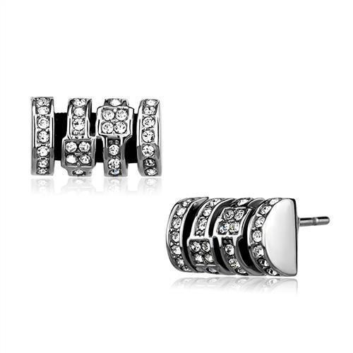 TK2849 - High polished (no plating) Stainless Steel Earrings with Top Grade Crystal in Clear-0
