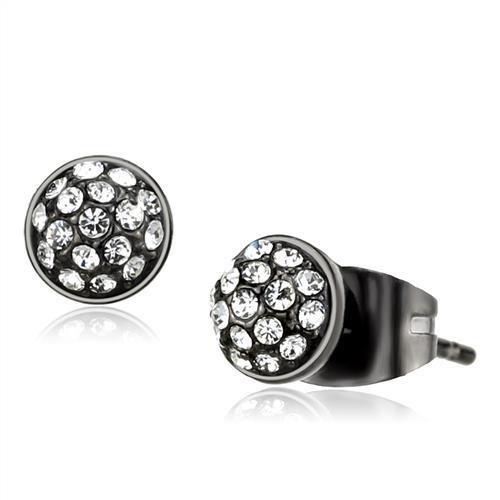 TK2854 - IP Light Black (IP Gun) Stainless Steel Earrings with Top Grade Crystal in Clear-0