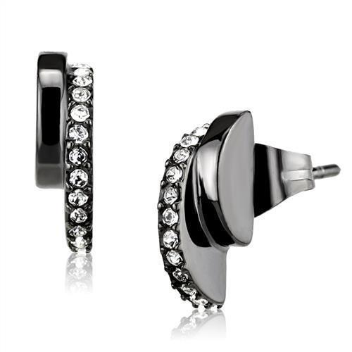 TK2855 - IP Light Black (IP Gun) Stainless Steel Earrings with Top Grade Crystal in Clear-0