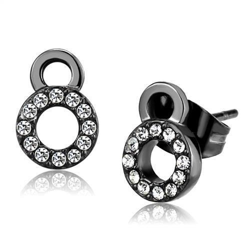 TK2856 - IP Light Black (IP Gun) Stainless Steel Earrings with Top Grade Crystal in Clear-0