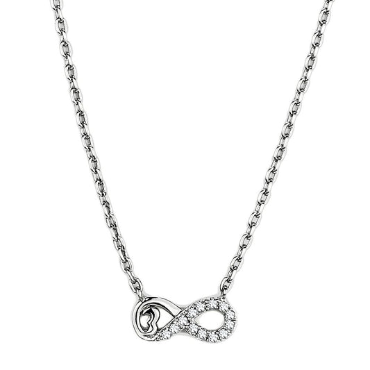 TK2885 - High polished (no plating) Stainless Steel Necklace with AAA Grade CZ in Clear-0
