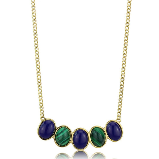 TK2911 - IP Gold(Ion Plating) Stainless Steel Necklace with Precious Stone Lapis in Montana-0