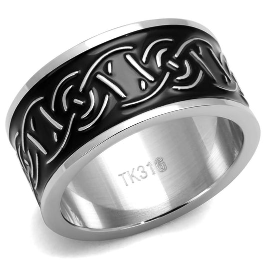 TK2922 - High polished (no plating) Stainless Steel Ring with Epoxy in Jet-0