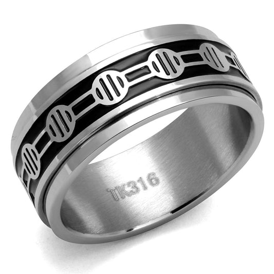 TK2924 - High polished (no plating) Stainless Steel Ring with Epoxy in Jet-0