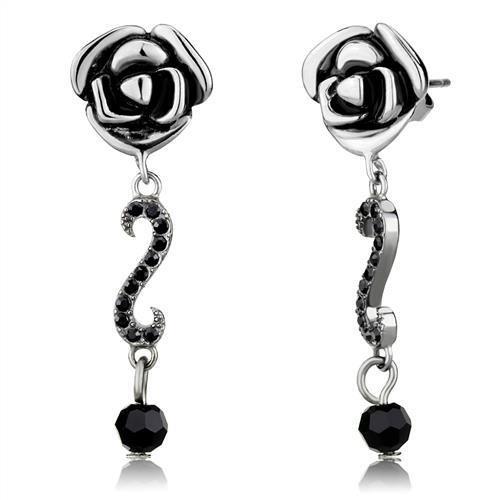 TK2951 - High polished (no plating) Stainless Steel Earrings with Top Grade Crystal in Jet-0
