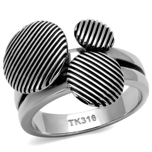 TK2973 - High polished (no plating) Stainless Steel Ring with Epoxy in Jet-0