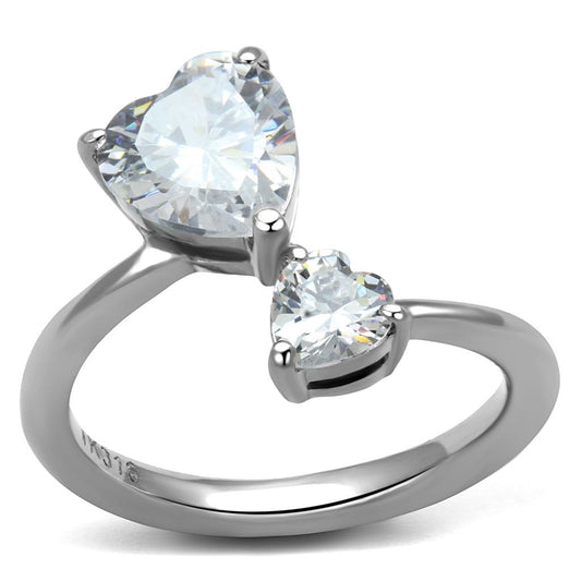 TK2981 - High polished (no plating) Stainless Steel Ring with AAA Grade CZ in Clear-0