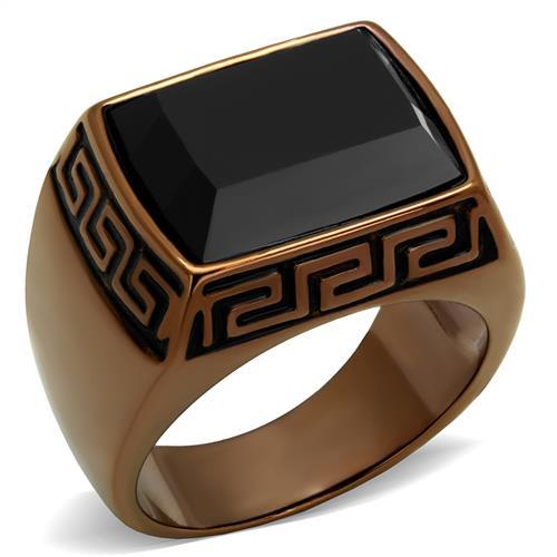 TK3014 - IP Coffee light Stainless Steel Ring with Synthetic Onyx in Jet-0