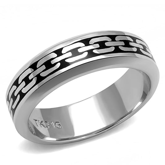 TK3061 - High polished (no plating) Stainless Steel Ring with Epoxy in Jet-0
