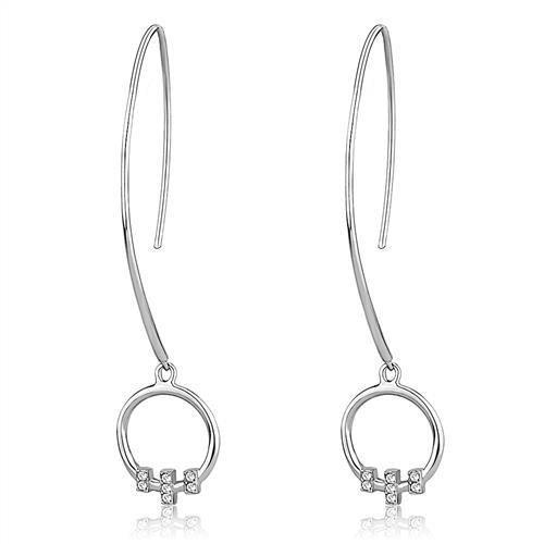 TK3146 - High polished (no plating) Stainless Steel Earrings with Top Grade Crystal in Clear-0