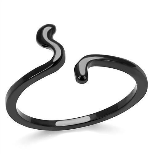 TK3164 - IP Black(Ion Plating) Stainless Steel Ring with No Stone-0
