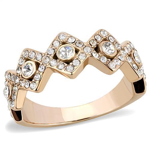 TK3237 - IP Rose Gold(Ion Plating) Stainless Steel Ring with Top Grade Crystal in Clear-0