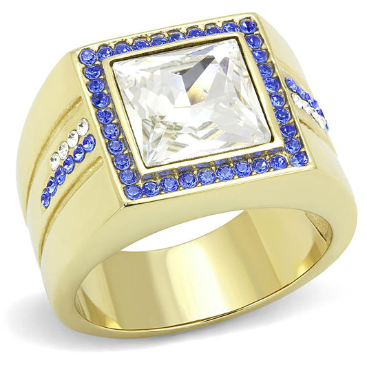 TK3269 - IP Gold(Ion Plating) Stainless Steel Ring with Top Grade Crystal in Clear-0