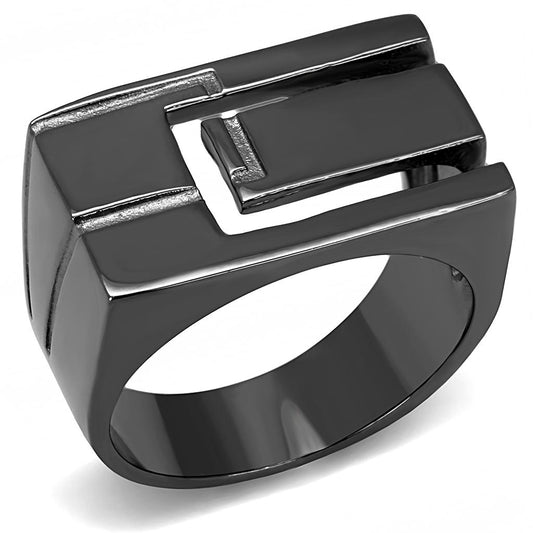 TK3272 - IP Light Black (IP Gun) Stainless Steel Ring with No Stone-0