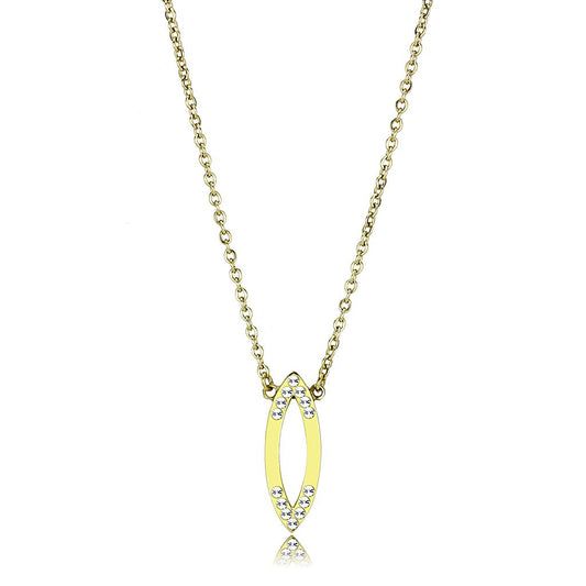 TK3285 - IP Gold(Ion Plating) Stainless Steel Necklace with Top Grade Crystal in Clear-0